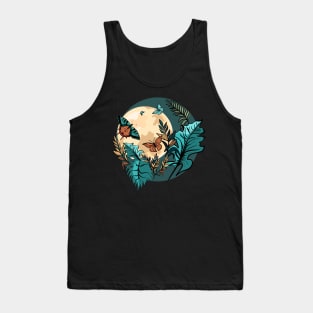 Tropical plants and butterflies with moonlight Tank Top